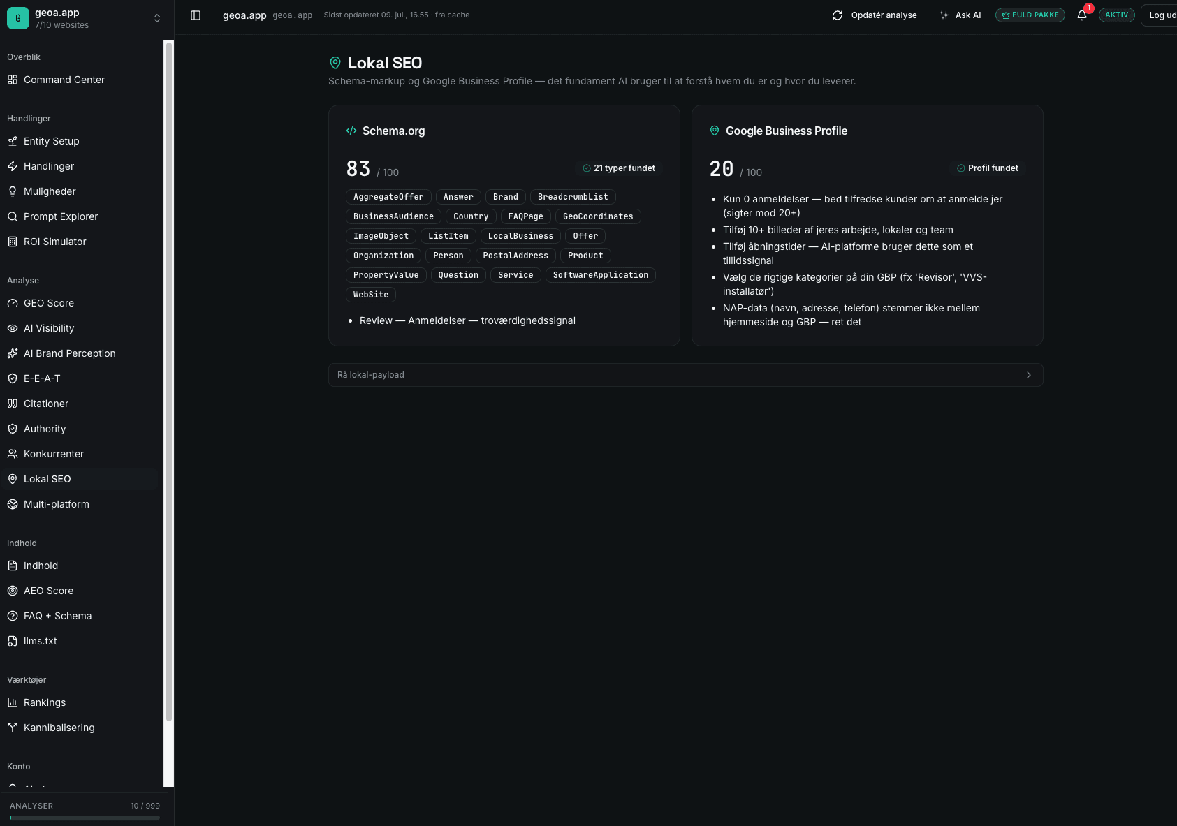 Lokal SEO i Geoa — Schema.org og Google Business Profile